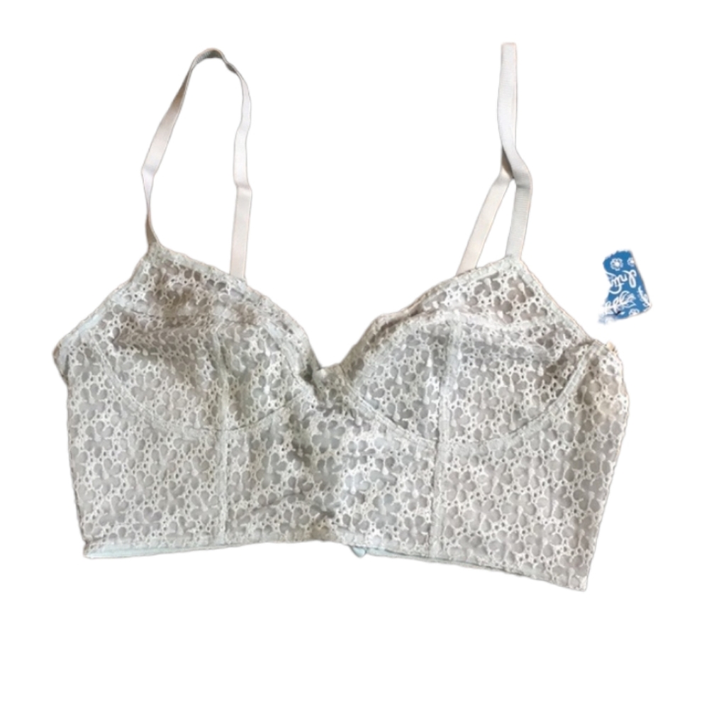 NWT Intimately Free People Lele Longline Embroidered Mesh Bra in Atmosphere Blue - Picture 2 of 9